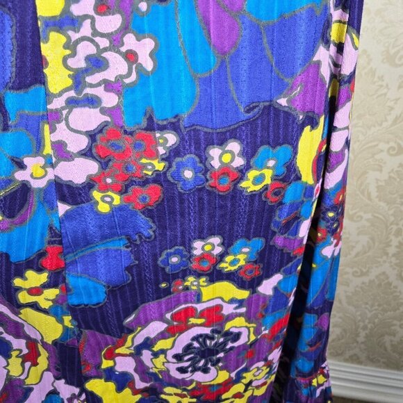 Next Size 6 Multi Color Floral Print Strapless Maxi Dress Smocked Bust with Tie - Picture 10 of 14